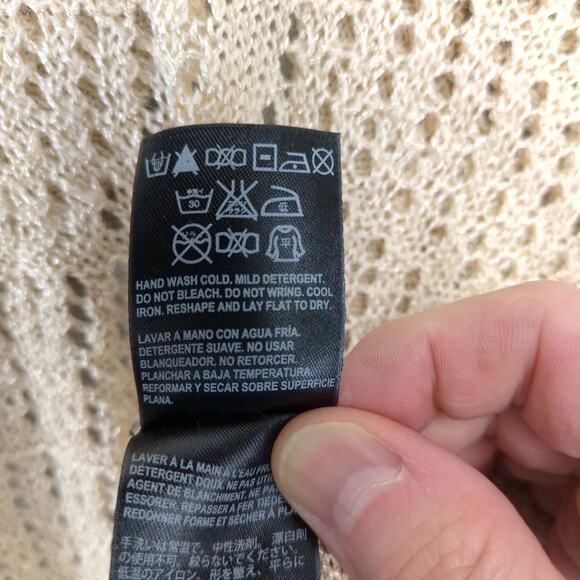 Bebe Beige Open Back Knit Sweater Women's M/L Boxy Crop Short Sleeve Y2K Boho - Picture 9 of 10